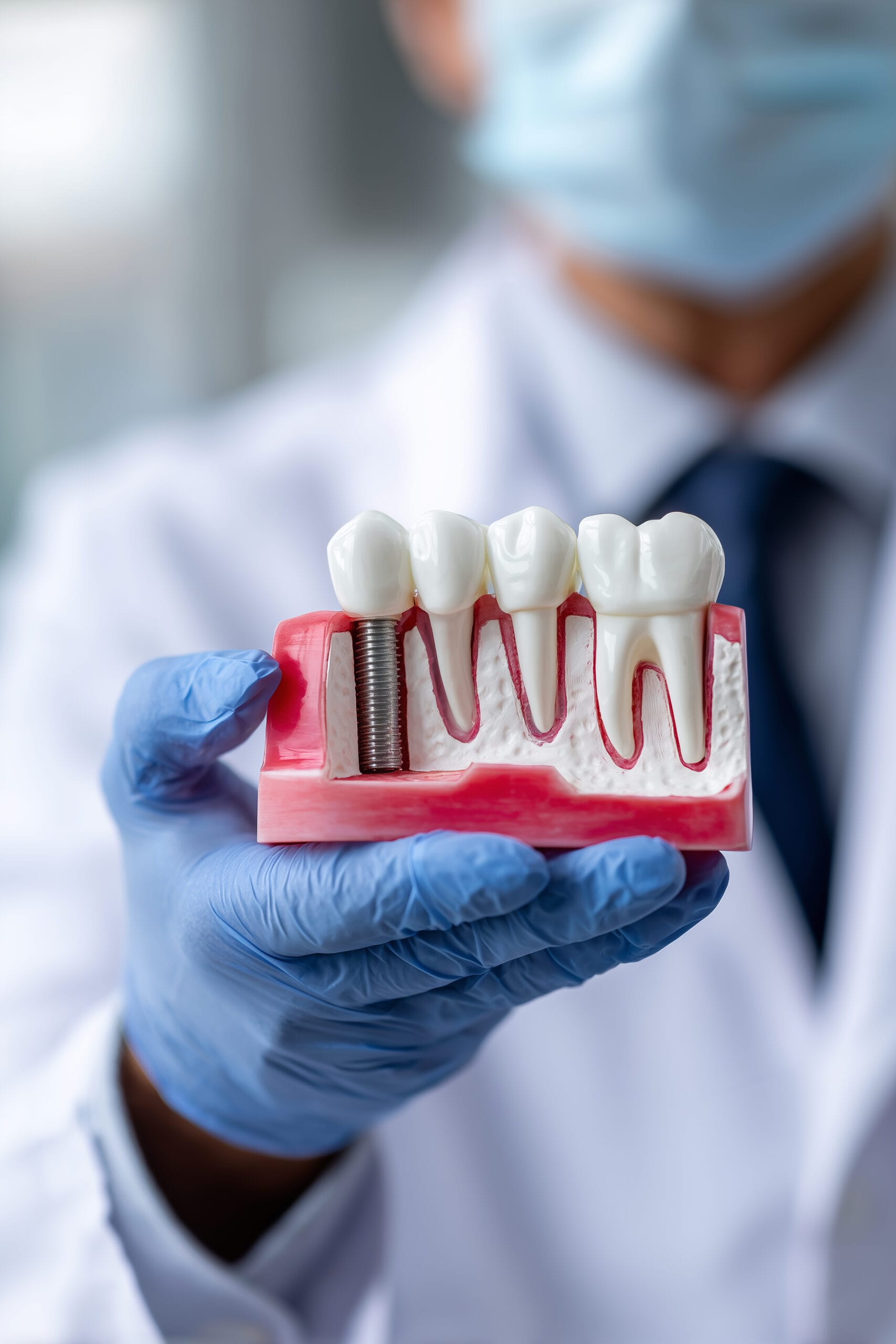 Close Up, Dentist explaining dental treatment using tooth model Tooth Extractions Sarnia